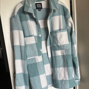 BDG Blue and White Plaid Shirt Jacket Size Large